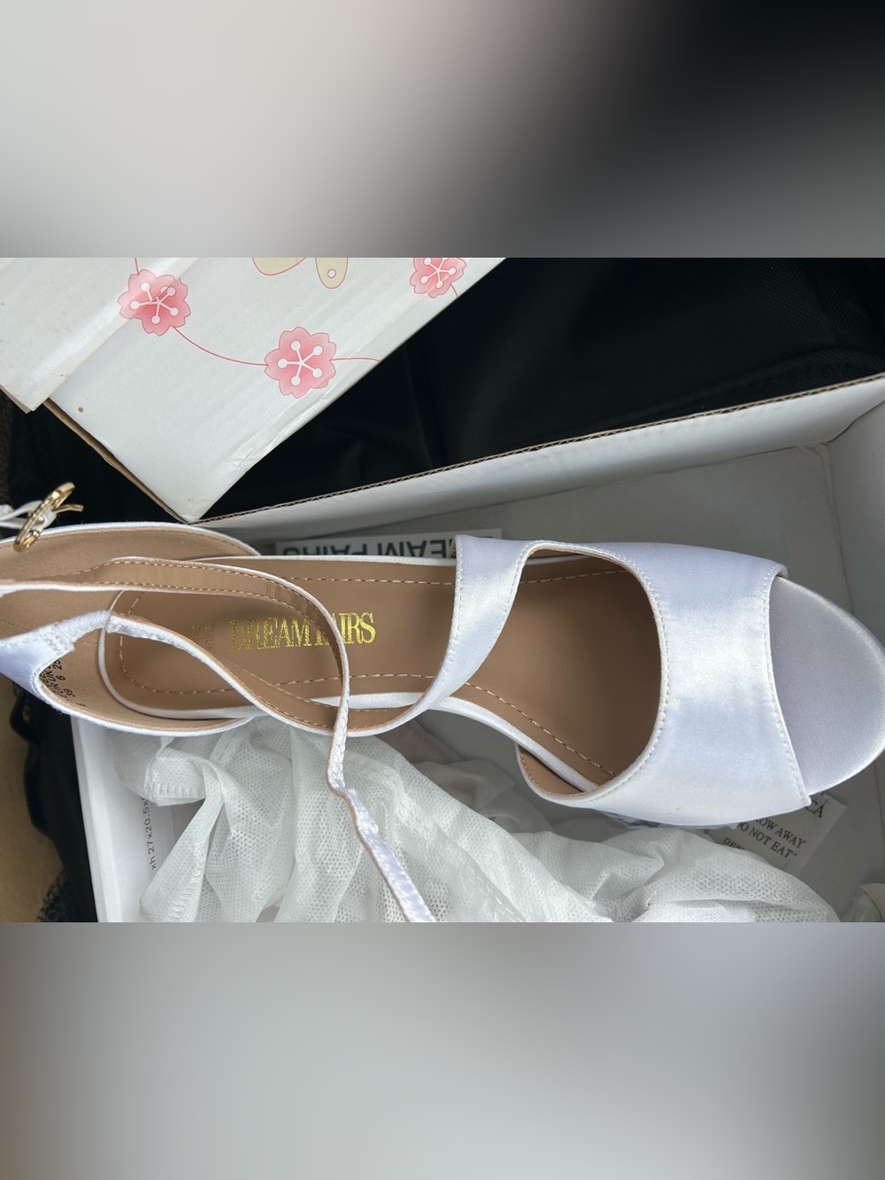 Dream Pairs White Satin Open-Toe Heels with Ankle Strap
